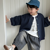 夹克 2025男童条纹针织外套上衣中小童森系复古开衫 暮晨家新款 秋装