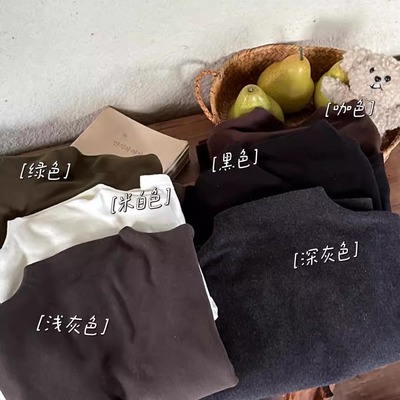 高领百搭长袖童T恤纯色男女童