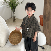 夏装 衫 2025男童碎花短袖 中小童森系洋气不规则半袖 衬衫 暮晨家新款