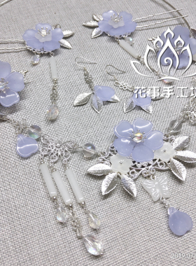 原创设计手作樱花水滴银色发夹