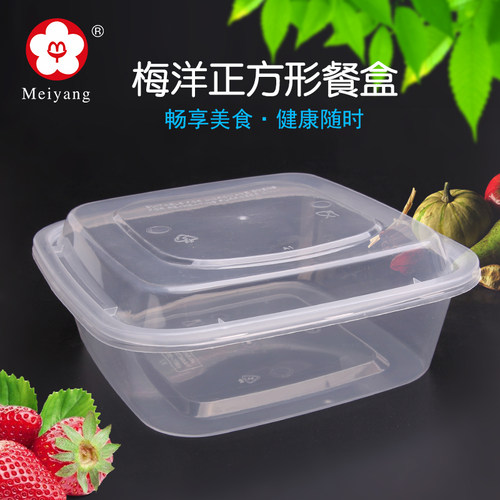 梅洋一次性环保正方形餐盒