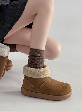 日本OFFCAT厚底增高雪地靴女2025新款冬季加绒加厚底勃肯鞋雪地棉