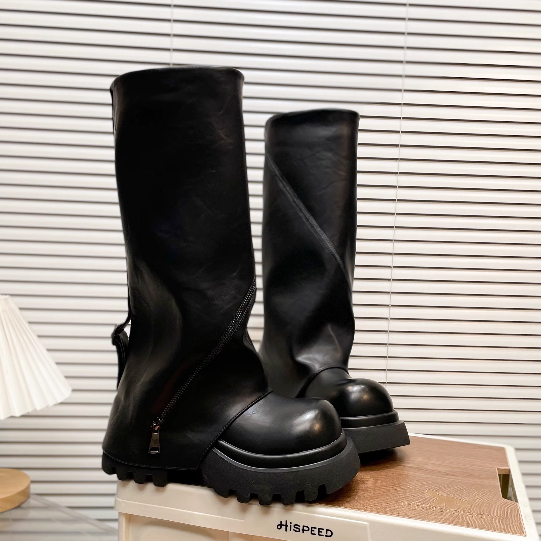 日本offcat7cm厚底辣妹高筒裤管靴女2025秋冬新款增高长筒骑士靴