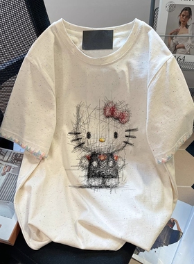 日本offcat联名hellokitty短袖t恤女2025夏季新款休闲百搭上衣