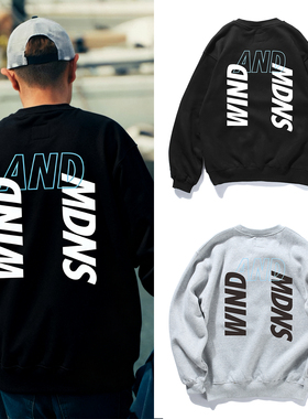 日系余文乐同款卫衣男MDNS慵懶松弛秋冬纯棉情侣休闲宽松加绒上衣