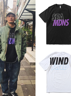 WIND AND SEA日系潮牌余文乐同款T恤男士圆领纯棉百搭情侣短袖宽