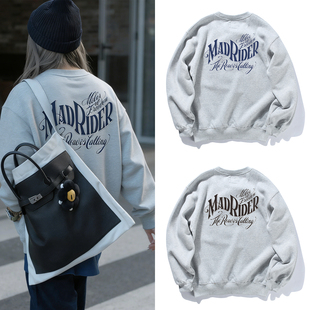 余文乐同款卫衣MDNS成都限定机车骑士印花秋冬落肩袖情侣宽松外套