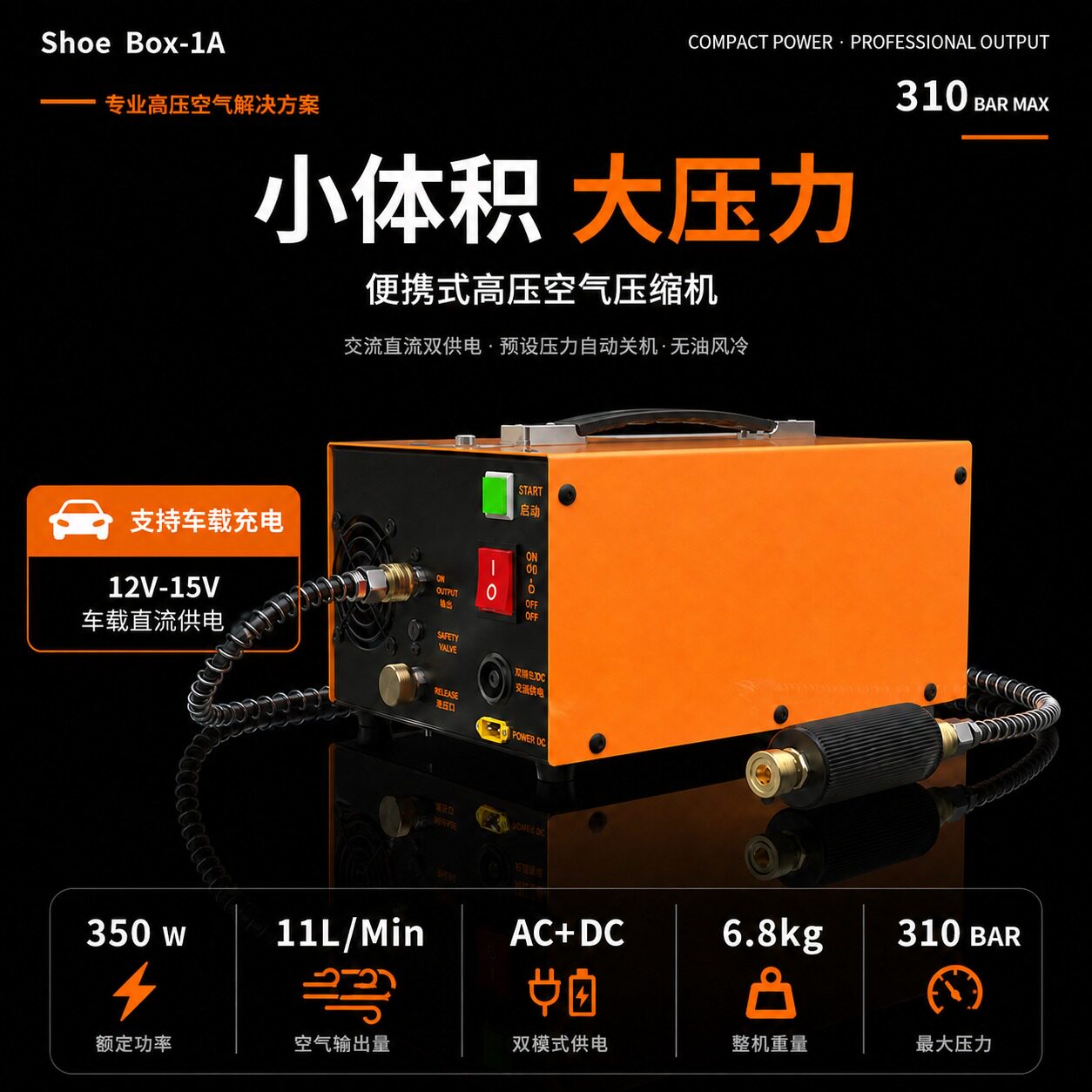 便携一机两用电动高压车载打气泵