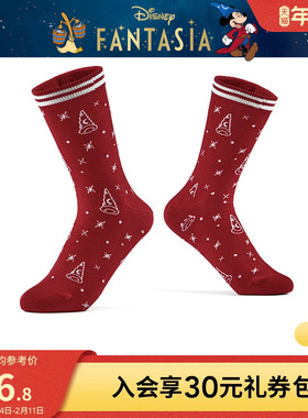 【迪士尼系列】热风红色袜子2025年冬季新款女士魔法米奇高帮袜