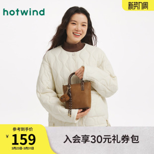 热风女士包包2025年冬季 图案压印手提斜挎包方形大容量手提包 新款