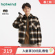 宽松休闲早秋内搭轻薄外套 新款 热风男士 格纹夹克外套2025年冬季