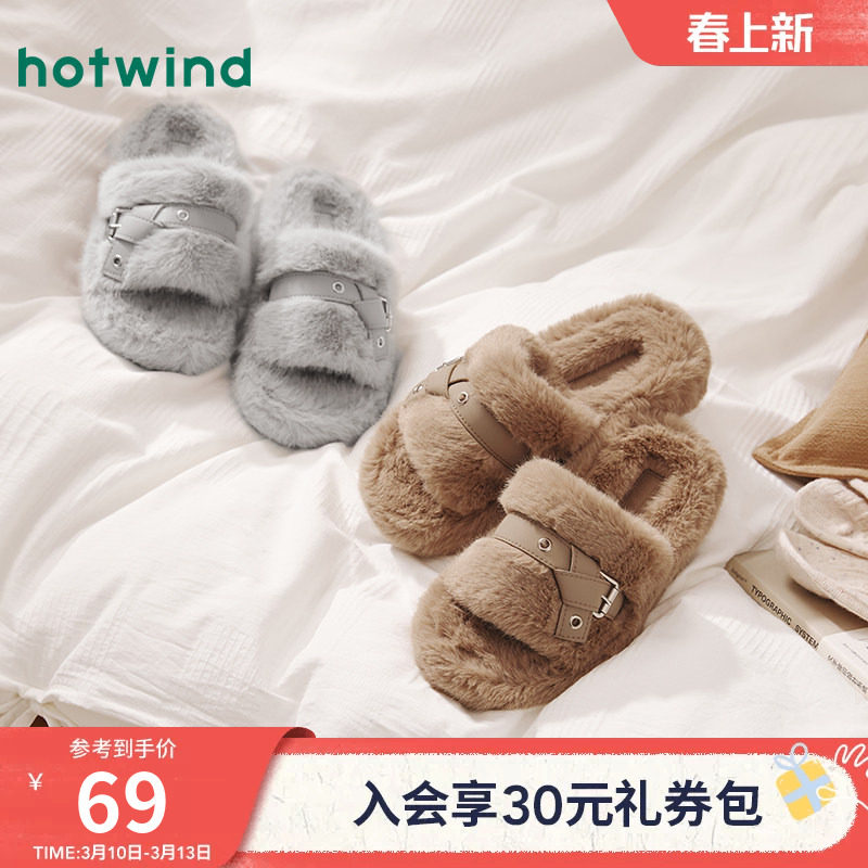 热风厚底毛毛鞋女2025年冬季新款百搭休闲拖鞋舒适家居拖半拖女鞋