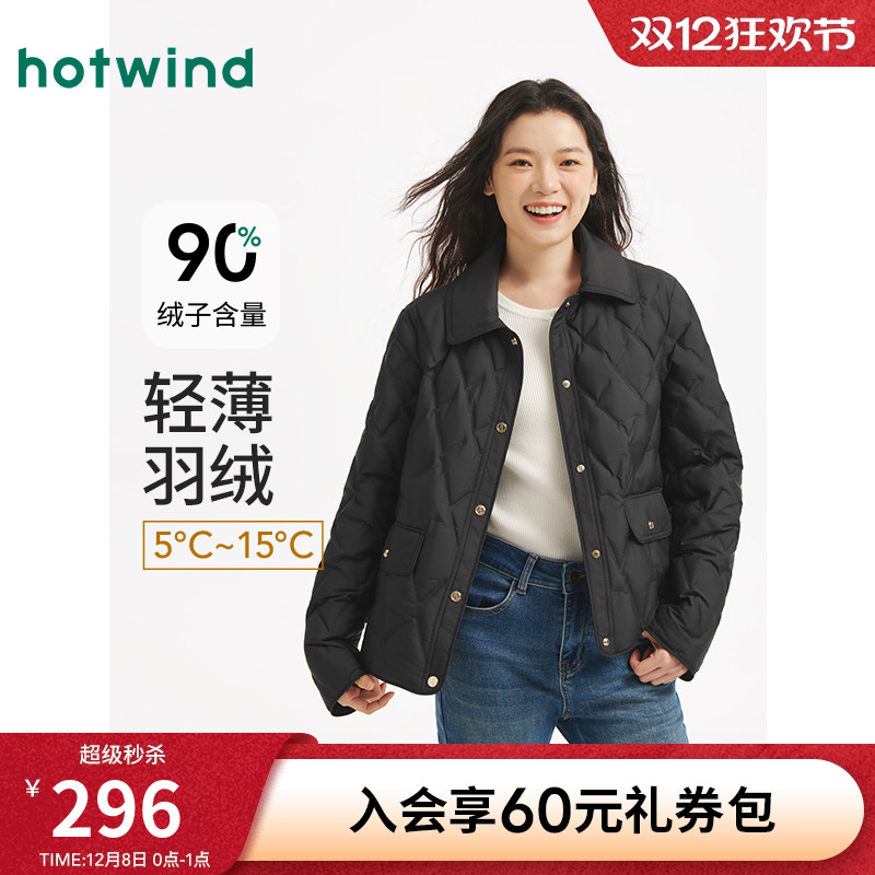 冬季新款女士轻薄翻领羽绒服