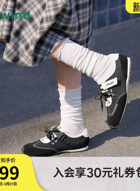 热风运动玛丽珍黑色休闲鞋女2026年春季新款户外平底鞋H11W26107