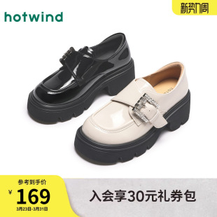 新款 2025年春季 增高时尚 浅口小皮鞋 子 热风厚底单鞋 粗跟英伦鞋 女鞋