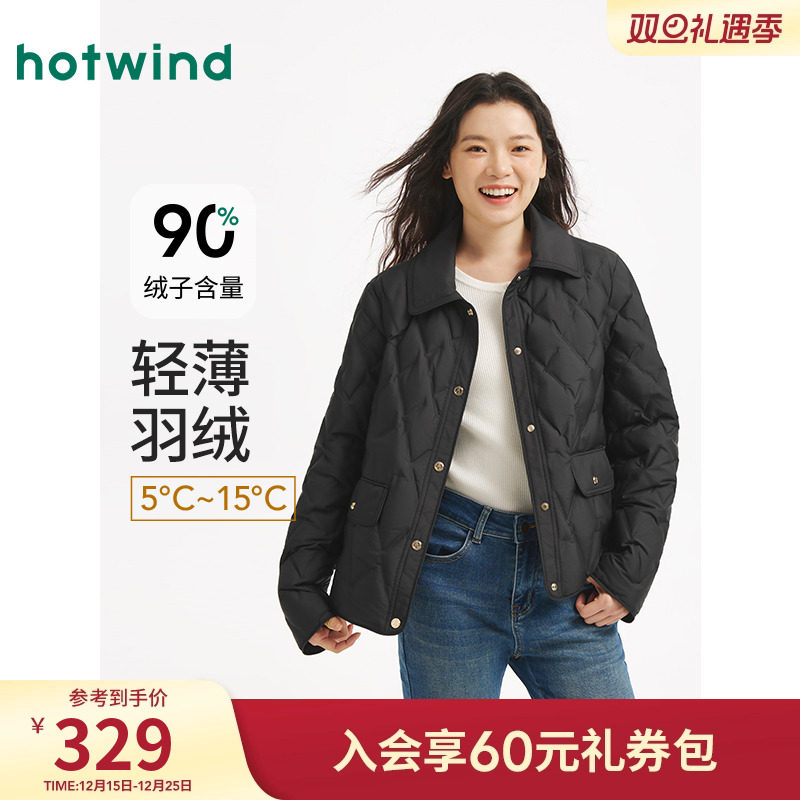 冬季新款女士轻薄翻领羽绒服