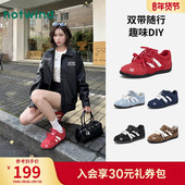 2025年冬季 薄底赛车鞋 新款 热风红色德训鞋 爆款 运动休闲鞋 新年女鞋