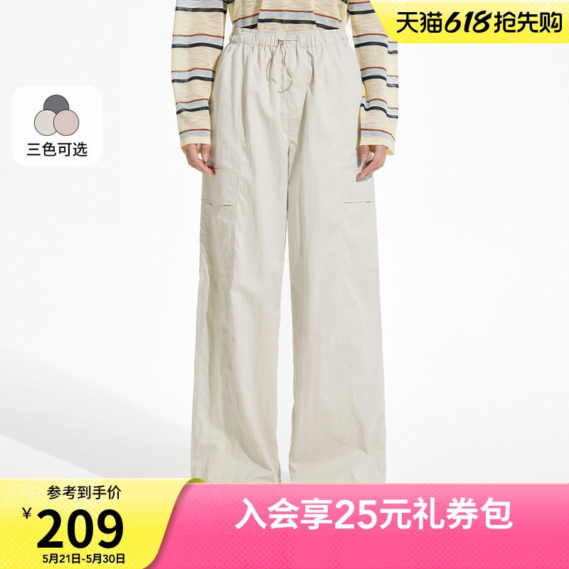 热风女士工装裤2026年夏款简约工装裤户外运动风直筒休闲长裤