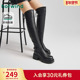 英伦风长靴粗跟黑色长筒靴子女鞋 热风厚底骑士靴女2025年冬季 新款