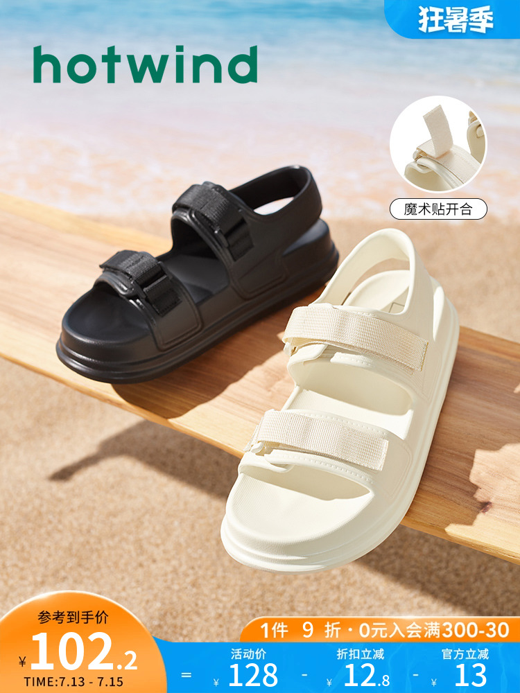 Hot Wind Summer 2023 Giày Xăng Đan Thời Trang Nữ Màu Đen Đế Dày Giày Xăng Đan Thể Thao Đi Biển dép quai hậu nữ dép đi học 