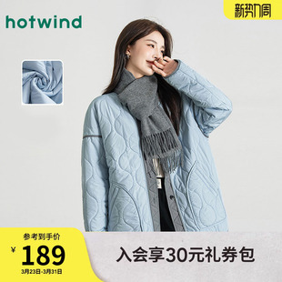 热风女士韩系显白轻薄夹棉外套秋冬女款 复古巴恩风百搭棉服 时尚