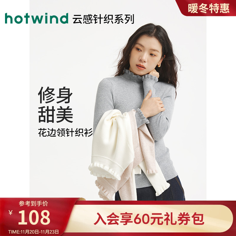 25年冬季女士花边领打底针织衫