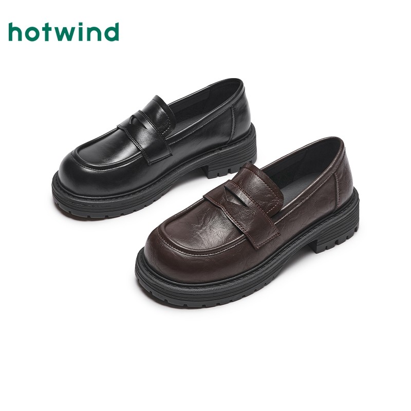 热风厚底小皮鞋女2025年秋季新款英伦风黑色乐福鞋通勤百搭女鞋子,女鞋,乐福鞋（豆豆鞋）,淘宝优惠券,粉丝福利购,淘宝优惠卷