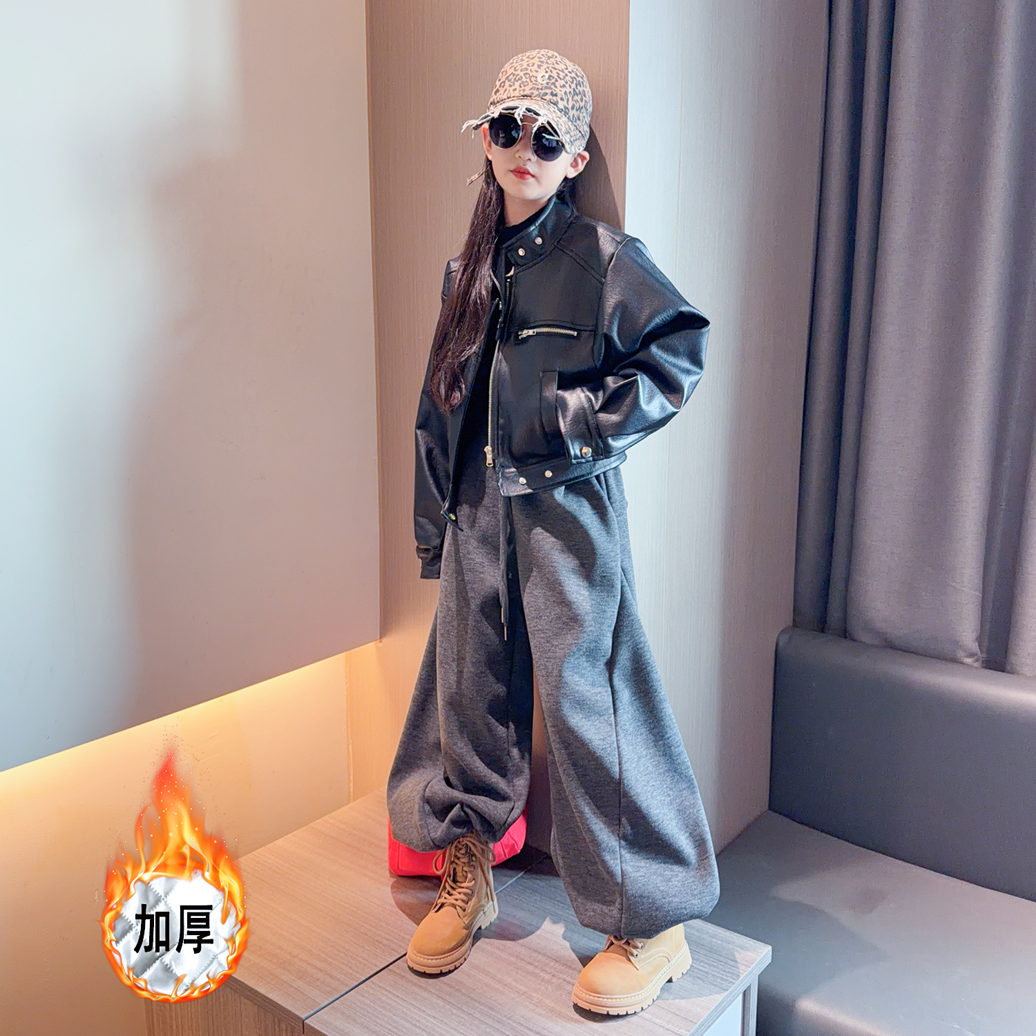 女童春秋套装炸街时尚短款