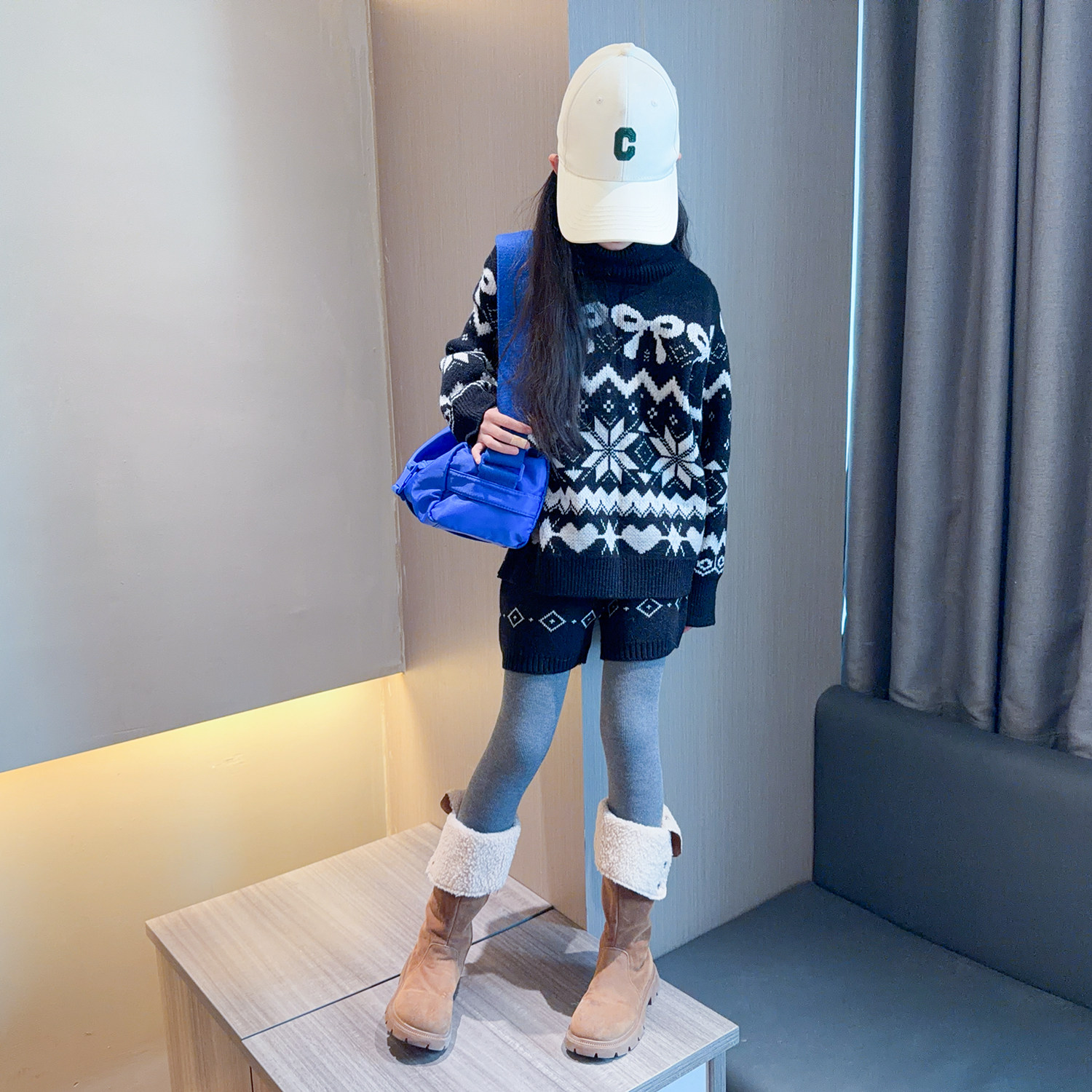 女童秋冬季韩系穿搭一整套费尔岛毛衣针织衫短裤儿童时尚两件套潮,童装/婴儿装/亲子装,套装,淘宝优惠券,粉丝福利购,淘宝优惠卷