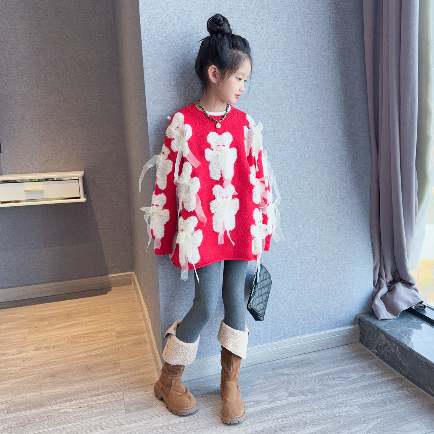 女童红色毛衣秋冬2026新款洋气女孩加厚韩版休闲洋气针织衫上衣潮,童装/婴儿装/亲子装,毛衣/针织衫,淘宝优惠券,粉丝福利购,淘宝优惠卷