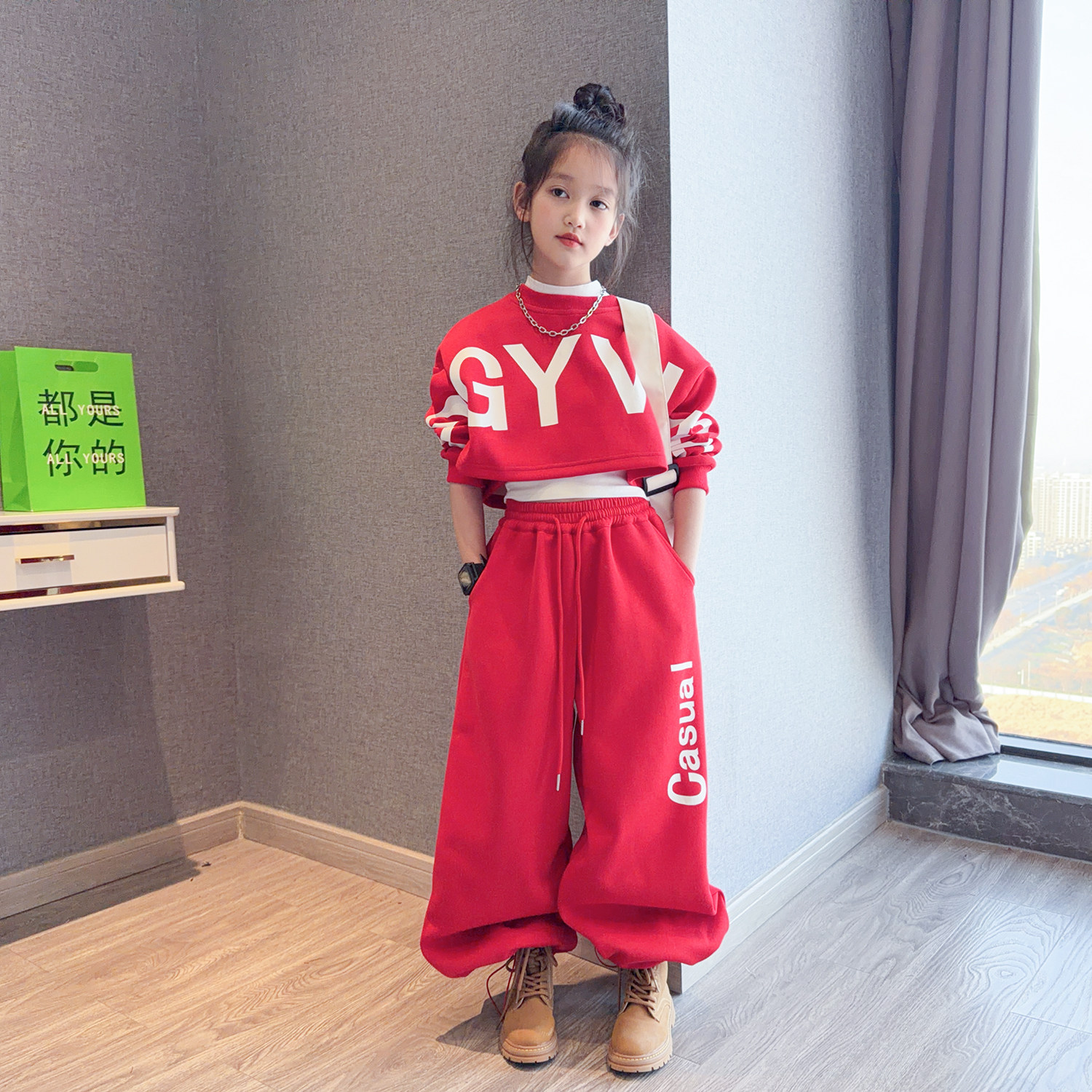 女童套装2026春装新款女孩时尚短款上衣运动阔腿裤春季街舞两件套,童装/婴儿装/亲子装,套装,淘宝优惠券,粉丝福利购,淘宝优惠卷