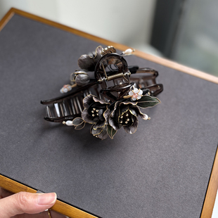 无澜手作非遗绒花抓夹多宝绒花发饰大号抓夹【玉露】