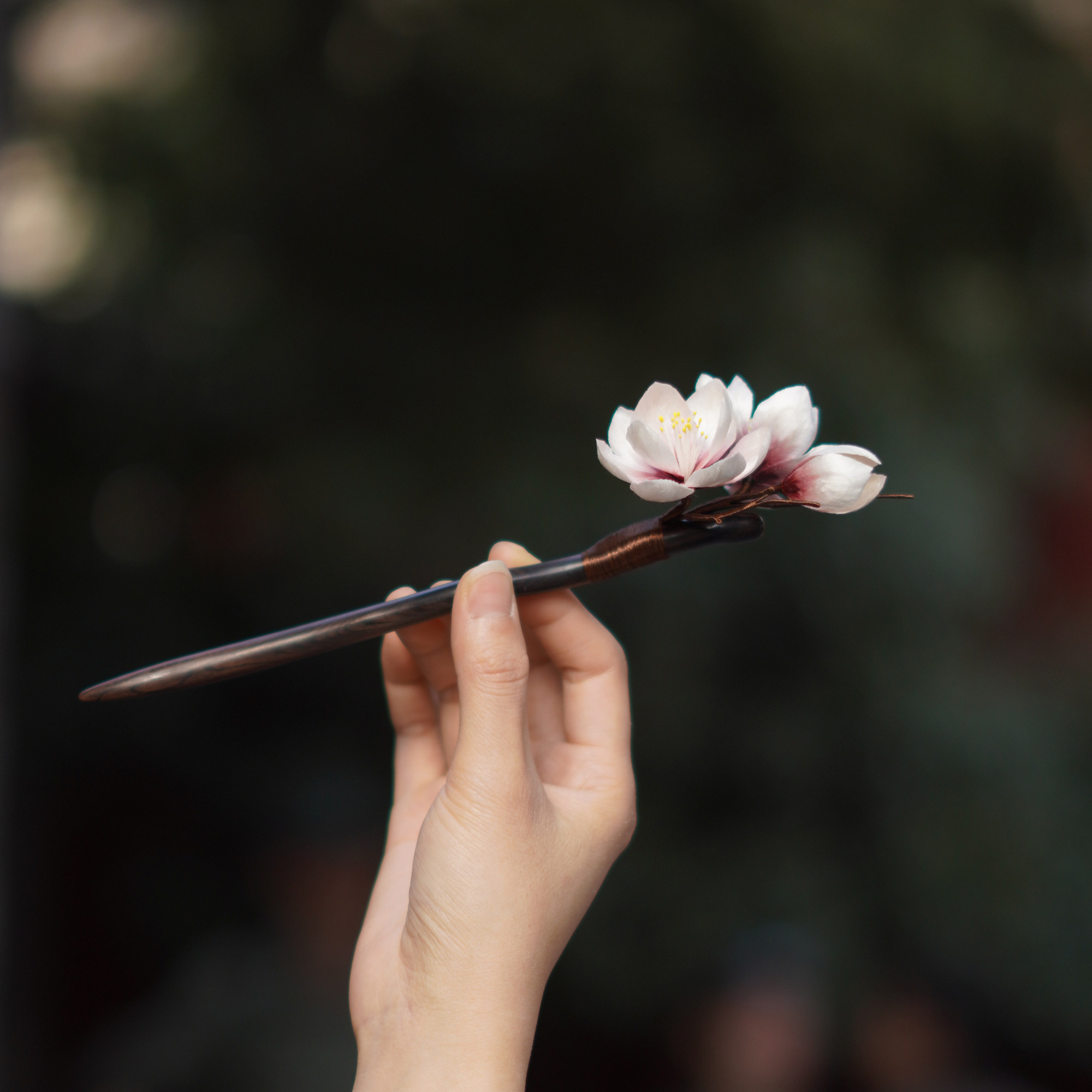 无澜手作绒花发簪玉兰