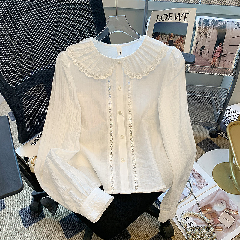 娃娃领减龄百搭衬衫女2026春秋新款复古修身设计感小众长袖衬衣,女装/女士精品,衬衫,淘宝优惠券,粉丝福利购,淘宝优惠卷