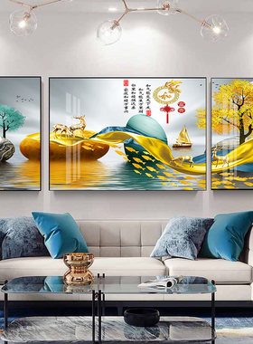 沙发家和北欧客厅瓷画中式壁画万事兴新晶挂画背景墙装饰画风格