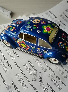 KinSmart汽车模型1967年嘻皮士菊花大众甲壳虫车和平与爱比例1:24