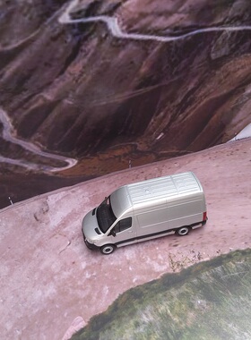 巴音布鲁克赛道盘山公路沙地模型弯道场景适合各种比例粘贴在墙角