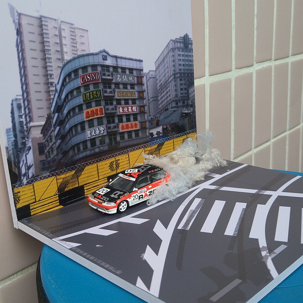 澳门格兰披治赛车跑道场景及思域EF3赛车模型INNO贾罗布比例1:64