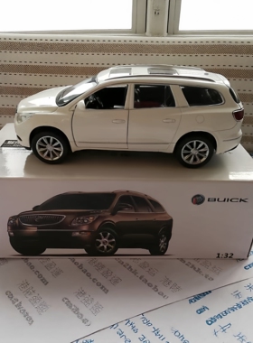美致汽车模型别克昂科雷白色合金声光回力开四门比例1:32有盒陈旧