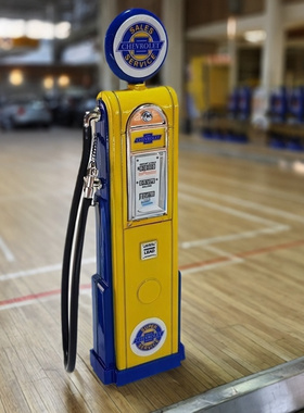 微缩场景摆设模型加油泵比例1:18合金一鸣YatMing高度14厘米黄蓝