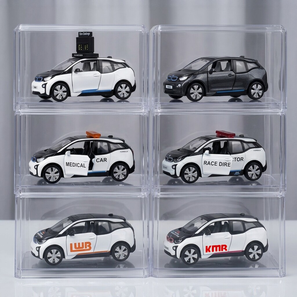 宝马i3电动车模型比例1:64开两门TINY微影九巴龙运赛道导航医疗车