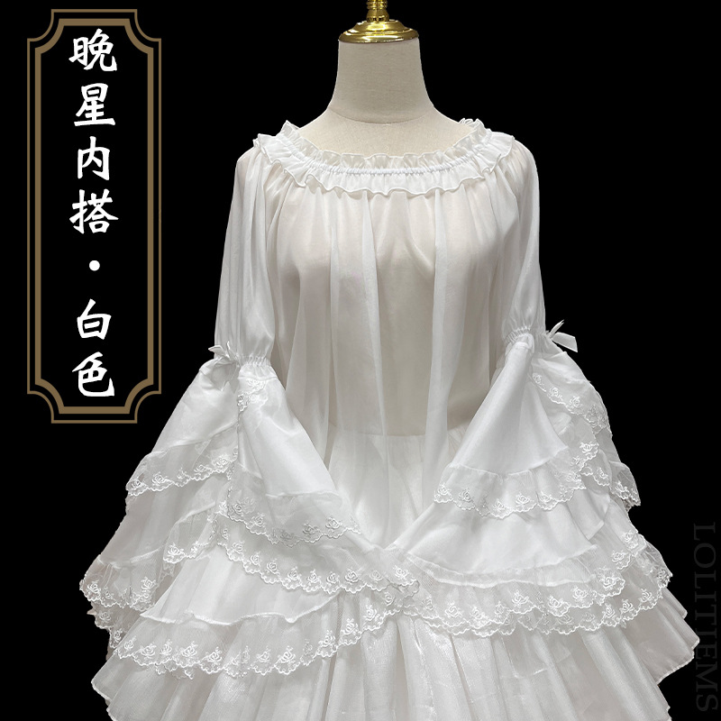 lolita原创晚星·姬袖内搭夏日百搭雪纺洛丽塔衬衣日常甜美衬衫