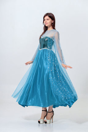 万圣节服装冰雪奇缘演出服装艾爱莎公主裙长袖连衣裙灰姑娘女王