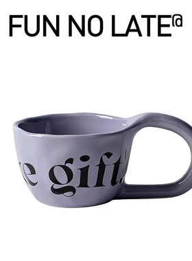 手捏快乐创意英文马克杯 大耳陶瓷杯个性早餐杯单柄把手咖啡杯