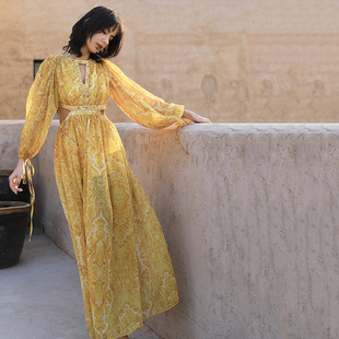 雪纺显瘦女裙F602 性感沙滩裙海边度假长款 旅行穿搭2025新款 春夏季