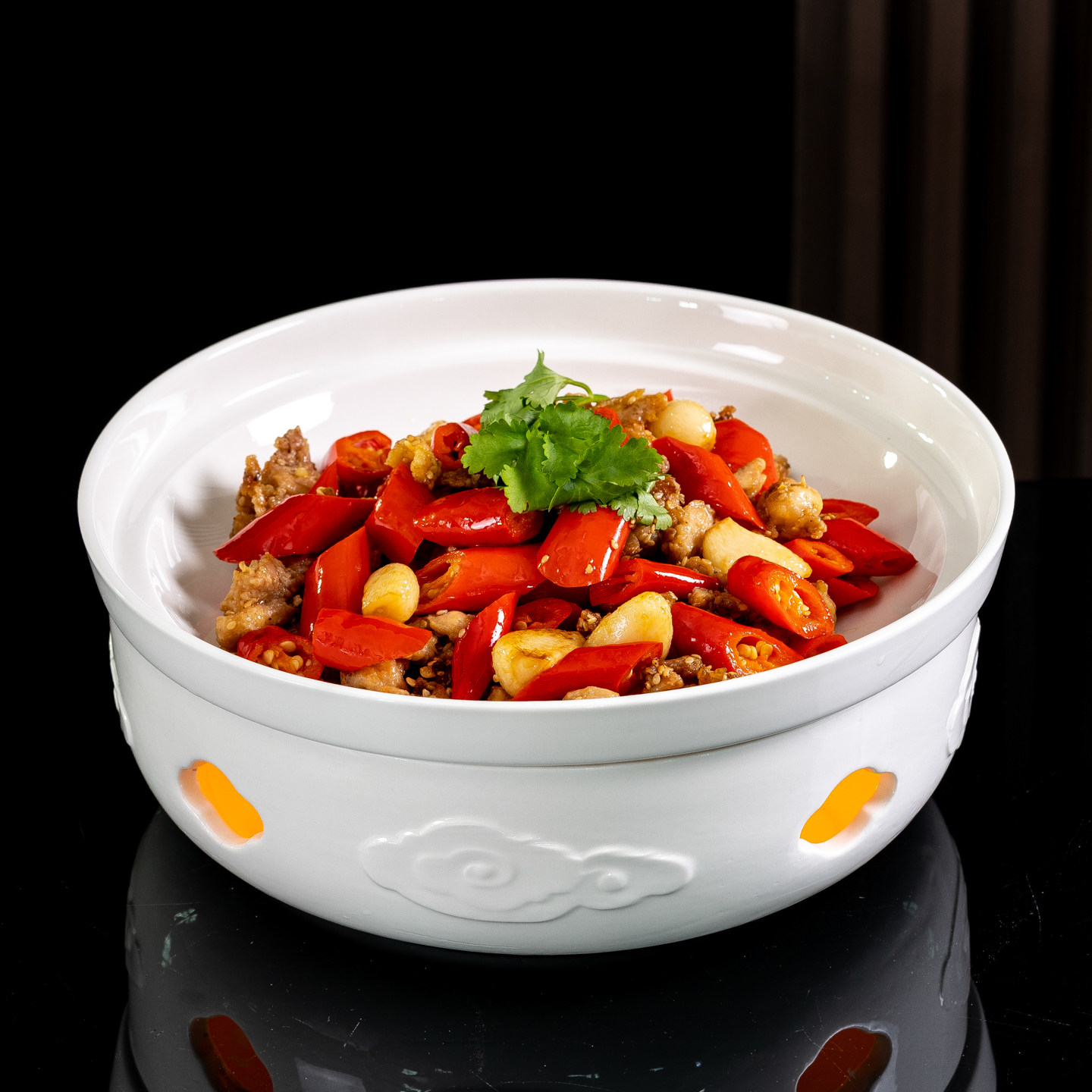 陶瓷明炉干锅盘蜡烛保温加热菜盘圆形炉家用盘子酒店餐具商用明炉