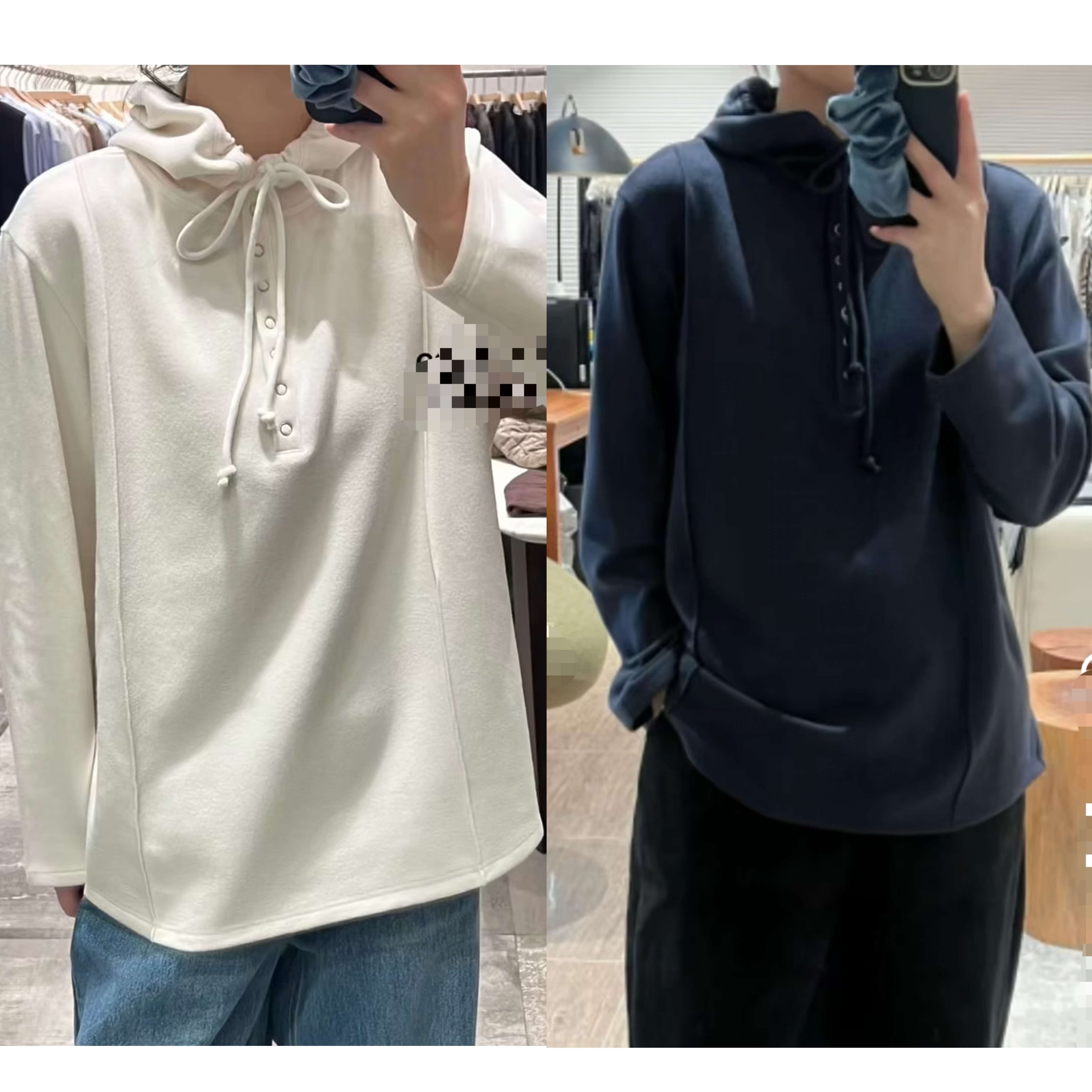 日系风！秋冬单穿叠穿 密织亲肤绒感保暖百搭宽松连帽长袖上衣T恤