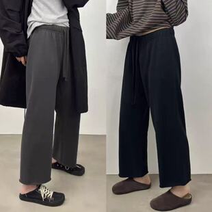 软糯高支棉抽绳松紧腰宽松直筒9分休闲卫裤 好穿S 简约松弛百搭