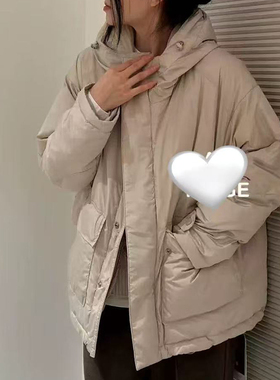 日系风 密织系列 轻柔保暖95鹅绒填充 宽松廓形大口袋羽绒服