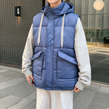 2023港风新款工装连帽可拆卸外贸品质马甲蓝色MJ14-P75控108，男装背心/马甲，电商B237